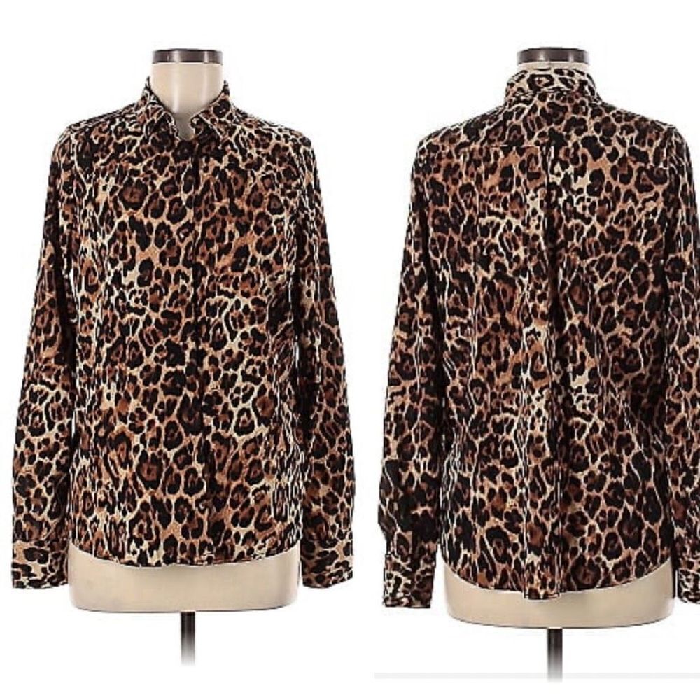 Lemon Tart Leopard Print Top Blouse Large‎